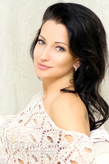 Ukrainian mail order bride Angela from Kiev with black hair and blue eye color - image 1