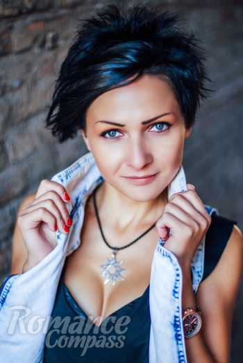 Ukrainian mail order bride Marina from Dnipro with black hair and blue eye color - image 1