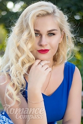 Ukrainian mail order bride Anna from Dnipro with blonde hair and blue eye color - image 1