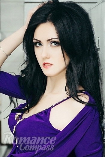 Ukrainian mail order bride Polina from Kiev with black hair and grey eye color - image 1