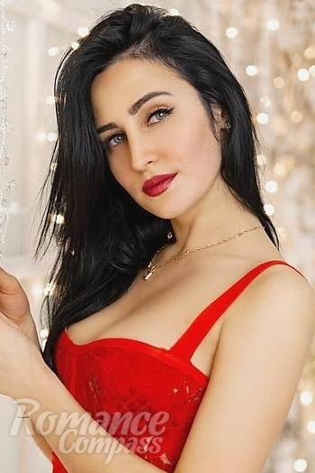 Ukrainian mail order bride Yanina from Mozyr with black hair and grey eye color - image 1