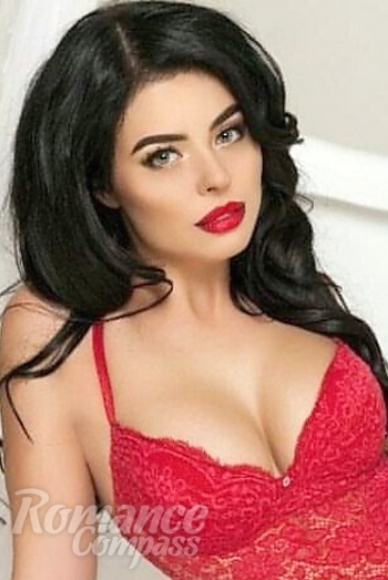Ukrainian mail order bride Alena from Kyiv with black hair and green eye color - image 1