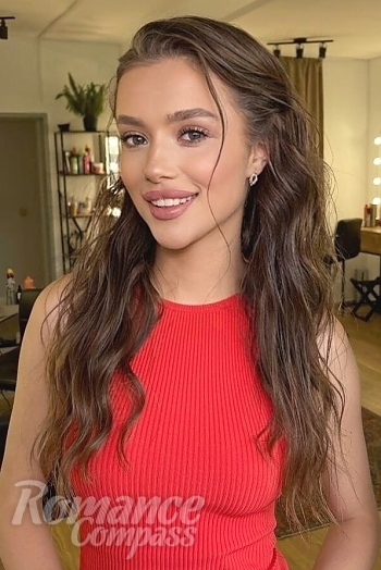 Ukrainian mail order bride Anhelina from Kyiv with brunette hair and green eye color - image 1