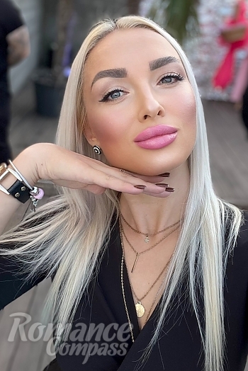 Ukrainian mail order bride Darya from Zaporizhzhia with white grey hair and grey eye color - image 1