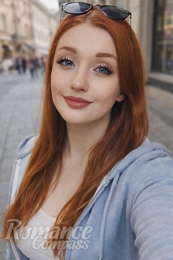 Ukrainian mail order bride Angelina from Dnipro with red hair and blue eye color - image 1