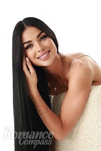 Ukrainian mail order bride Khrystyna from Ivano-Frankivsk with black hair and green eye color - image 1