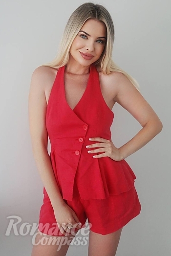 Ukrainian mail order bride Olga from Lisbon with blonde hair and blue eye color - image 1